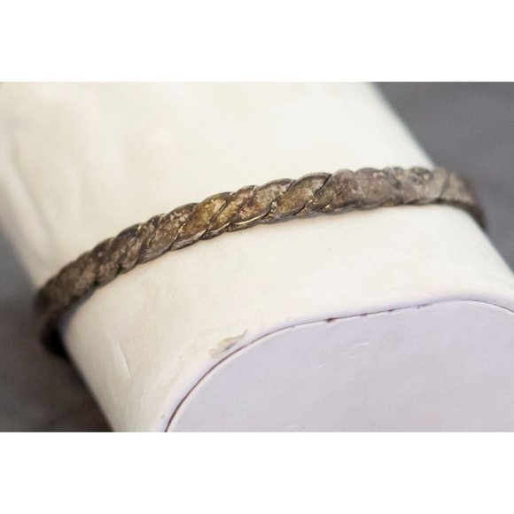 Vintage Medieval Sterling Silver Bangle Bracelet, 8 Inches, G35 - Picture 3 of 3